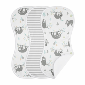Sloth Aqua and Grey Collection Absorbent Burp Cloths - 3 Pack Set
