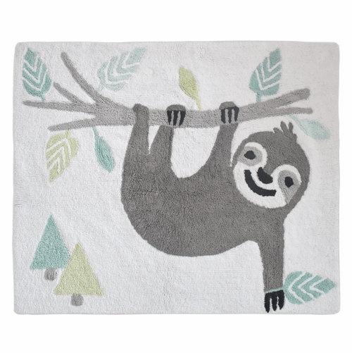 Sloth Aqua and Grey Collection Accent Floor Rug