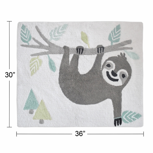 Sloth Aqua and Grey Collection Accent Floor Rug - alt image 1