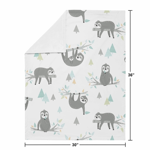 Sloth Aqua and Grey Collection Baby Blanket - alt image 3