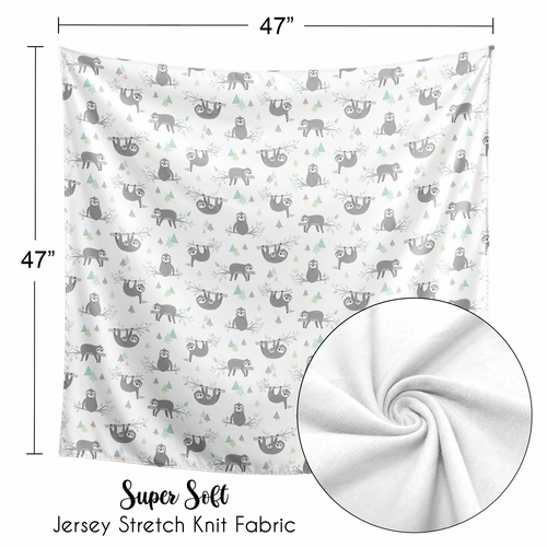Sloth Aqua and Grey Collection Baby Swaddle Blanket - alt image 2
