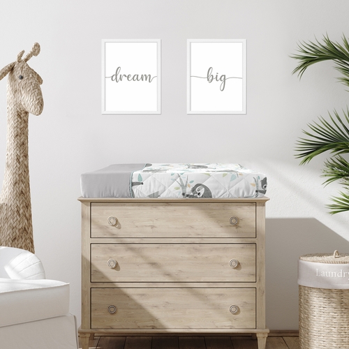 Sloth Aqua and Grey Collection Changing Pad Cover - alt image 1