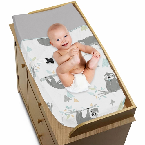 Sloth Aqua and Grey Collection Changing Pad Cover - alt image 2