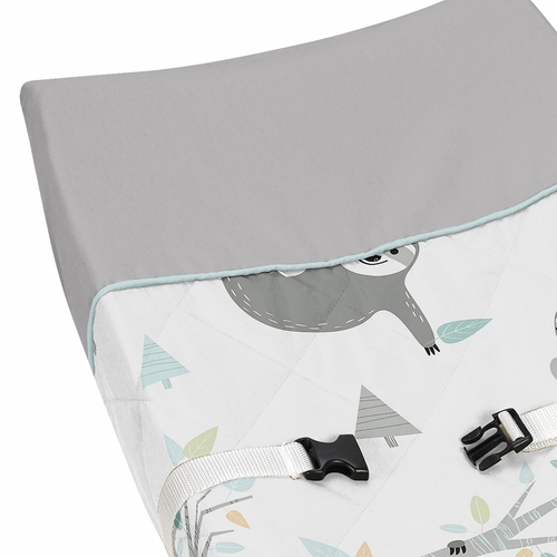Sloth Aqua and Grey Collection Changing Pad Cover - alt image 3