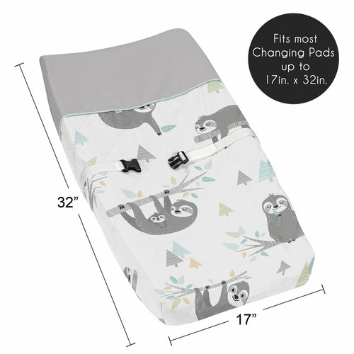 Sloth Aqua and Grey Collection Changing Pad Cover - alt image 4