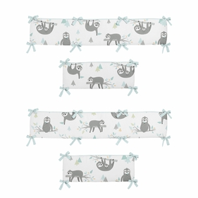 Sloth Aqua and Grey Collection Crib Bumper Pad