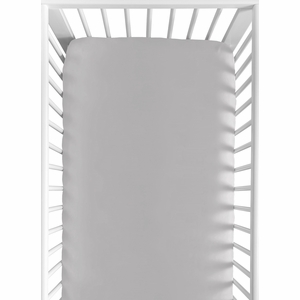 Sloth Aqua and Grey Collection Crib Sheet - Solid Gray