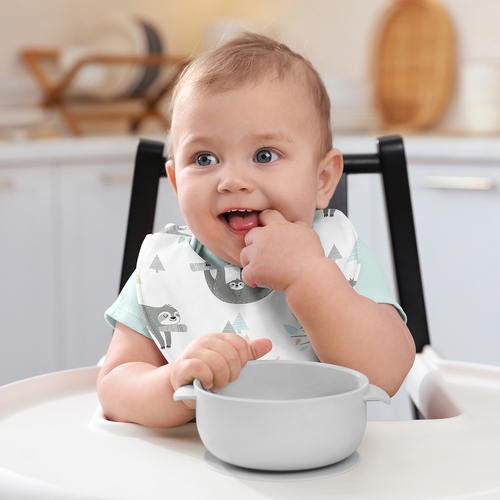 Sloth Aqua and Grey Collection Fabric Bandana Baby Bibs - 3 Pack Set - alt image 5