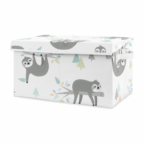 Sloth Aqua and Grey Collection Fabric Toy Bin Storage