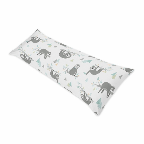 Sloth Aqua and Grey Collection Full Length Body Pillow Cover