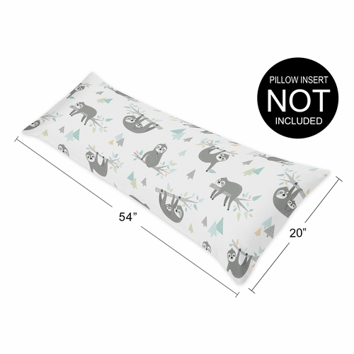 Sloth Aqua and Grey Collection Full Length Body Pillow Cover - alt image 3