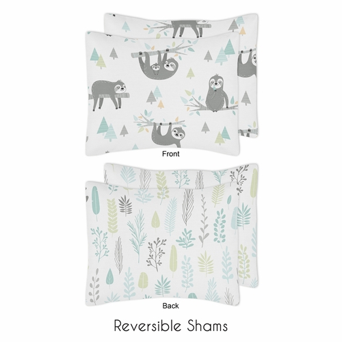 Sloth Aqua and Grey Collection Full/Queen Bedding - alt image 4