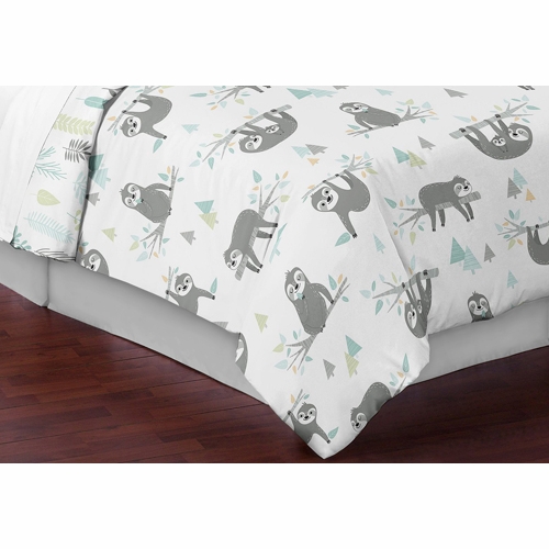 Sloth Aqua and Grey Collection Full/Queen Bedding - alt image 5