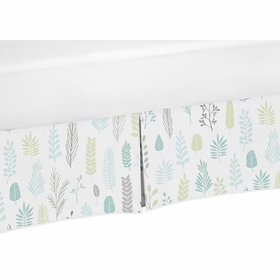 Sloth Aqua and Grey Collection Leaf Print Crib Bed Skirt