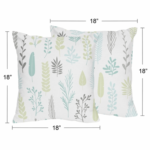 Sloth Aqua and Grey Collection Leaf Print Decorative Accent Throw Pillows - Set of 2 - alt image 3