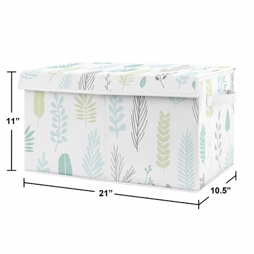 Sloth Aqua and Grey Collection Leaf Print Fabric Toy Bin Storage - alt image 1