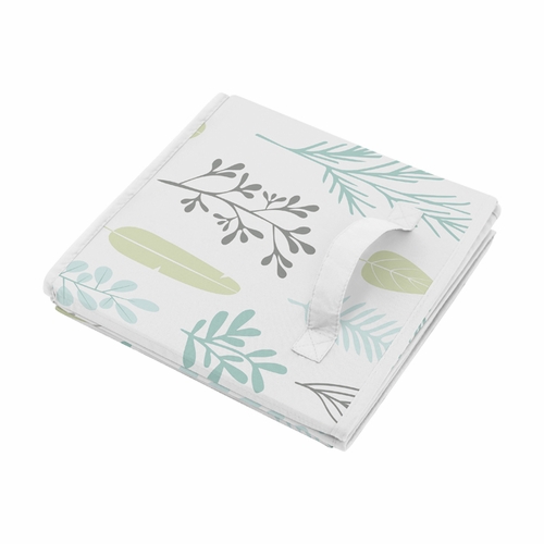 Sloth Aqua and Grey Collection Leaf Print Fabric Toy Bin Storage - alt image 2