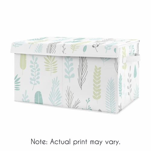Sloth Aqua and Grey Collection Leaf Print Fabric Toy Bin Storage - alt image 4