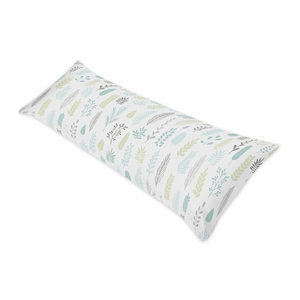 Sloth Aqua and Grey Collection Leaf Print Full Length Body Pillow Cover