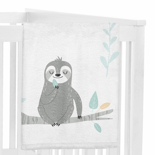 Sloth Aqua And Grey Collection Monthly Milestone Baby Blanket - alt image 2