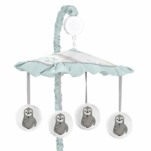 Sloth Aqua and Grey Collection Musical Mobile