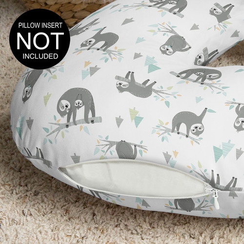 Sloth Aqua and Grey Collection Nursing Breastfeeding Pillow Cover - alt image 2
