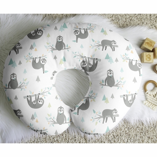 Sloth Aqua and Grey Collection Nursing Breastfeeding Pillow Cover - alt image 4