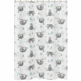 Sloth Aqua and Grey Collection Shower Curtain