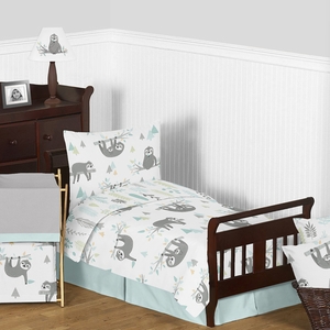 Sloth Aqua and Grey Collection Toddler Bedding