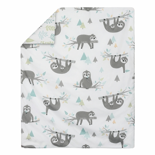 Sloth Aqua and Grey Collection Toddler Bedding - alt image 1