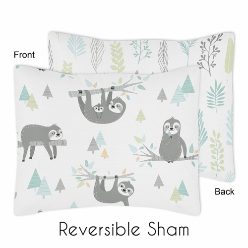 Sloth Aqua and Grey Collection Toddler Bedding - alt image 2