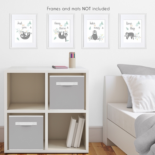 Sloth Aqua and Grey Collection Wall Art Prints - Set of 4 - alt image 2
