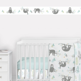 Sloth Aqua And Grey Collection Wallpaper Border
