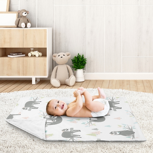 Sloth Pink and Grey Collection Baby Blanket - alt image 2