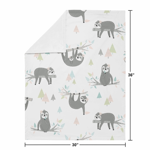 Sloth Pink and Grey Collection Baby Blanket - alt image 3