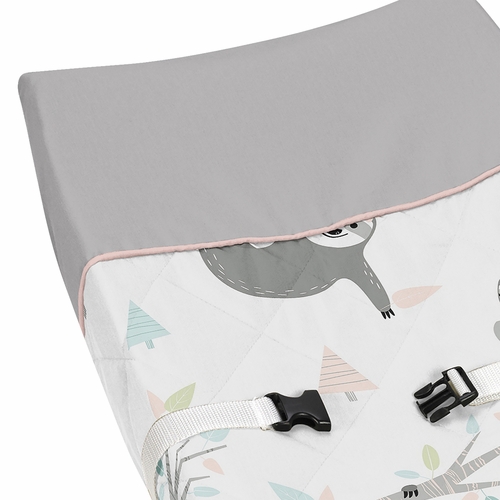 Sloth Pink and Grey Collection Changing Pad Cover - alt image 3