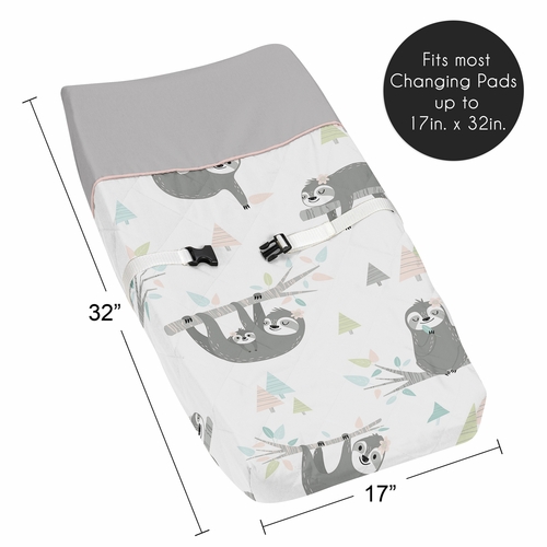 Sloth Pink and Grey Collection Changing Pad Cover - alt image 4