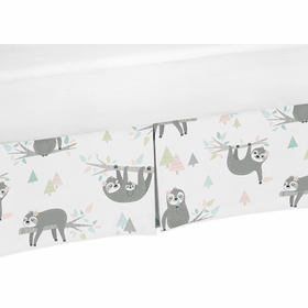 Sloth Pink and Grey Collection Crib Bed Skirt