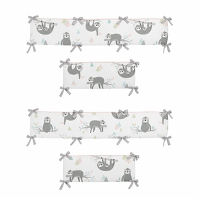 Sloth Pink and Grey Collection Crib Bumper Pad