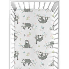Sloth Pink and Grey Collection Crib Sheet