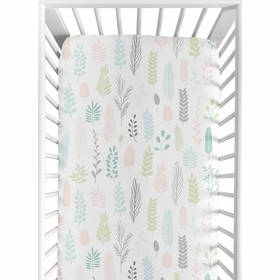 Sloth Pink and Grey Collection Crib Sheet - Leaf Print