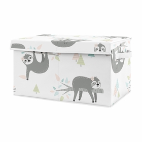 Sloth Pink and Grey Collection Fabric Toy Bin Storage