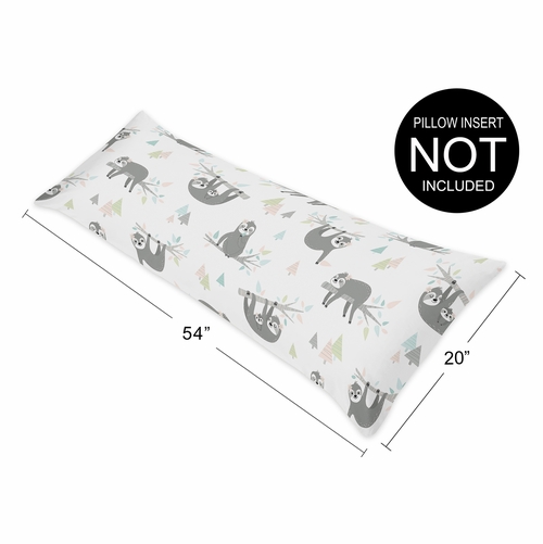 Sloth Pink and Grey Collection Full Length Body Pillow Cover - alt image 3