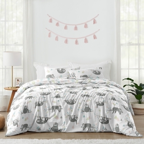Sloth Pink and Grey Collection Full/Queen Bedding