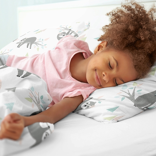 Sloth Pink and Grey Collection Full/Queen Bedding - alt image 3