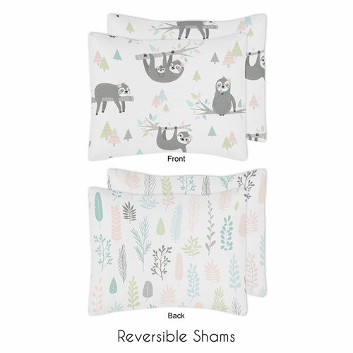 Sloth Pink and Grey Collection Full/Queen Bedding - alt image 4
