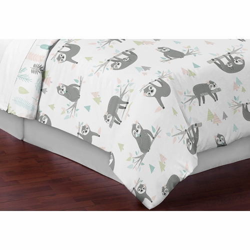 Sloth Pink and Grey Collection Full/Queen Bedding - alt image 5