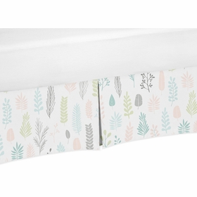 Sloth Pink and Grey Collection Leaf Print Crib Bed Skirt