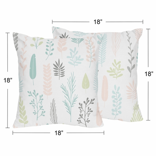 Sloth Pink and Grey Collection Leaf Print Decorative Accent Throw Pillows - Set of 2 - alt image 3