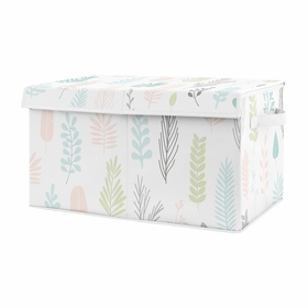 Sloth Pink and Grey Collection Leaf Print Fabric Toy Bin Storage